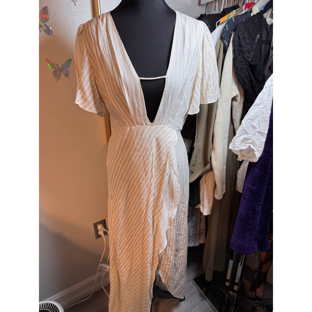 Maxi Dress Tan and White